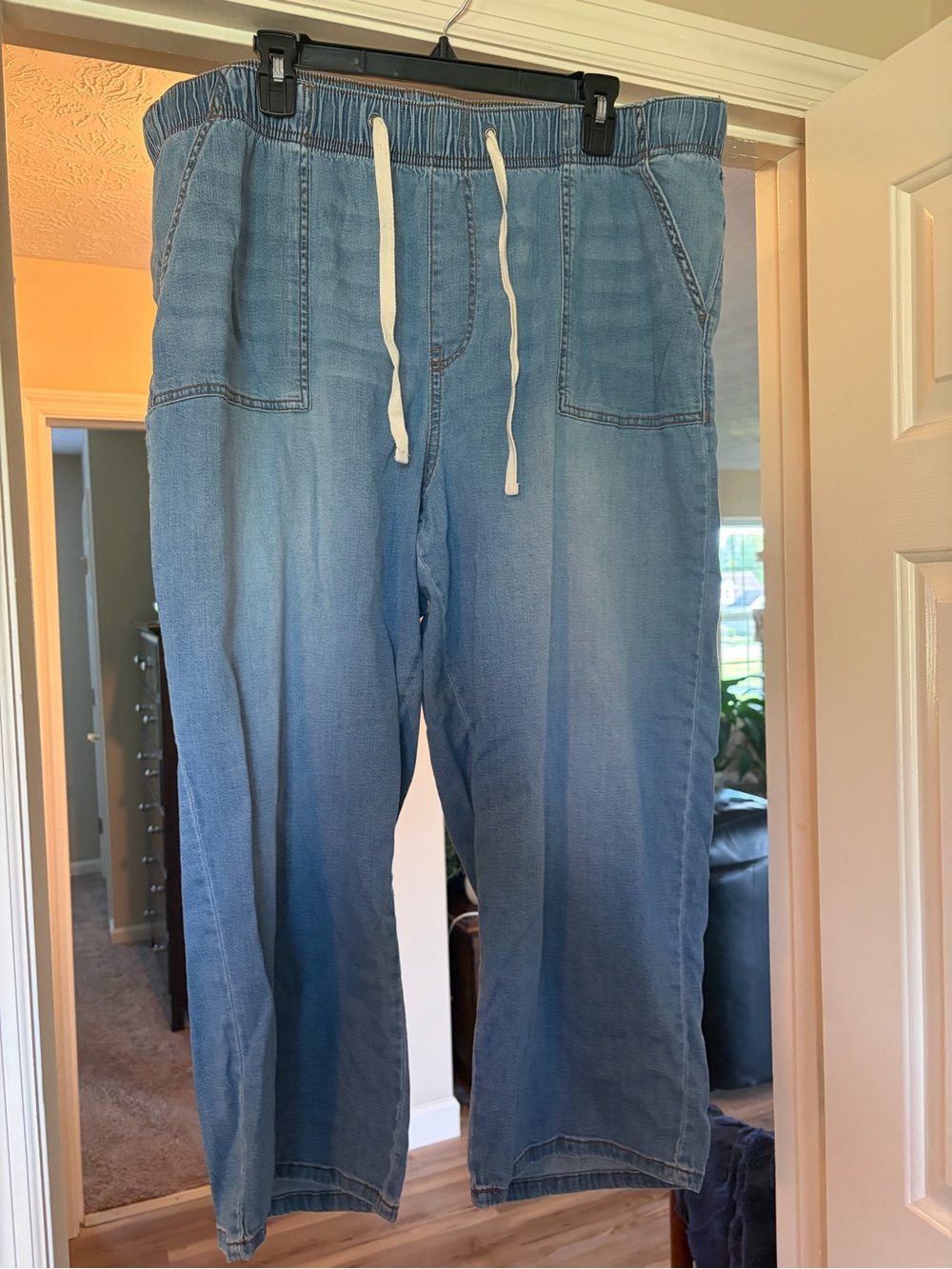 Maurices Two-Tone Light Blue Relaxed Drawstring Jeans